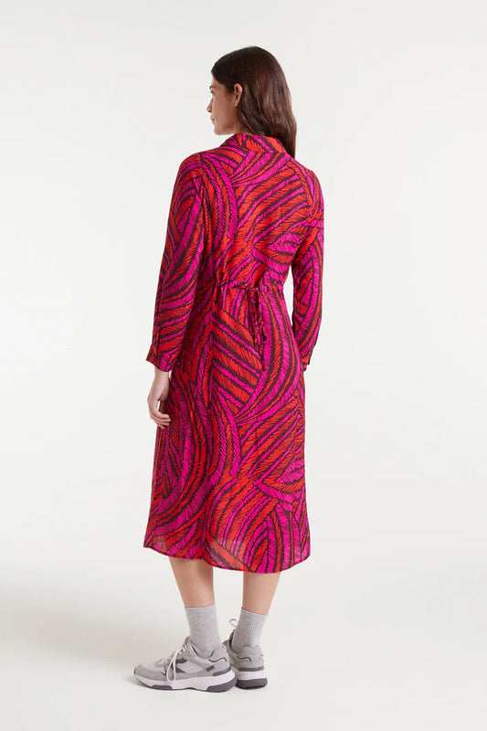COMPANIA FANTASTICA CREPE MIDI DRESS - PINK MULTI