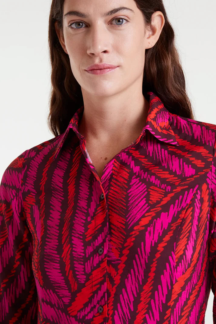 COMPANIA FANTASTICA CREPE MIDI DRESS - PINK MULTI