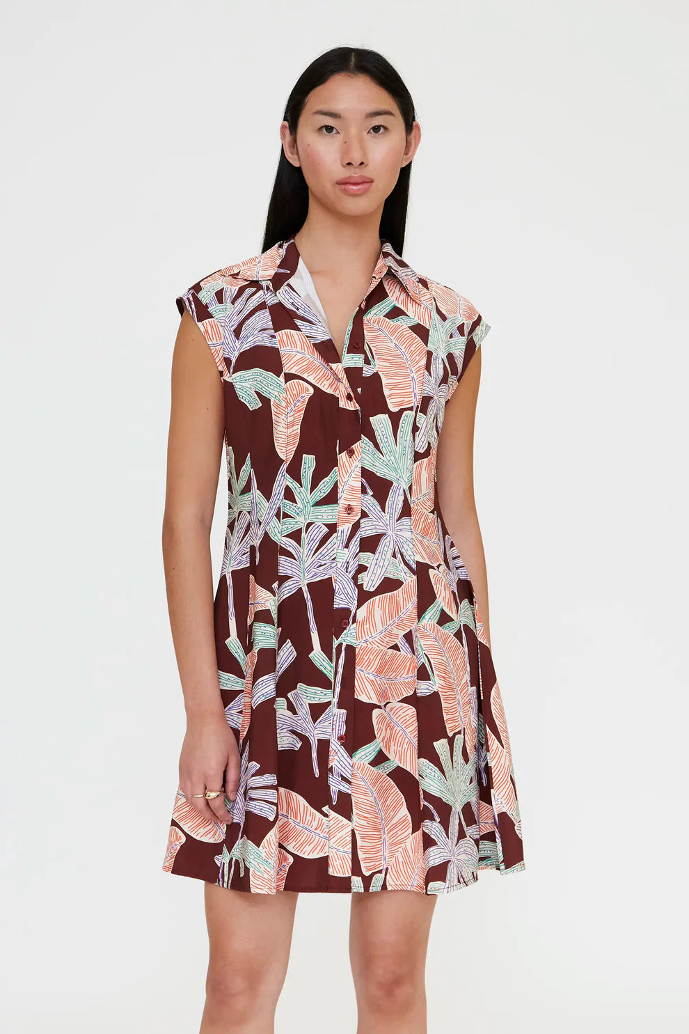 SALE WILD PONY MANGROVE PATTERN DRESS - BROWN MULTI