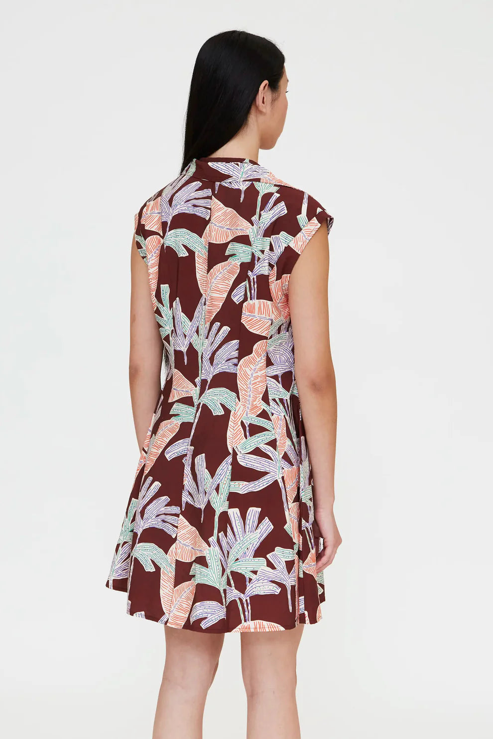 SALE WILD PONY MANGROVE PATTERN DRESS - BROWN MULTI