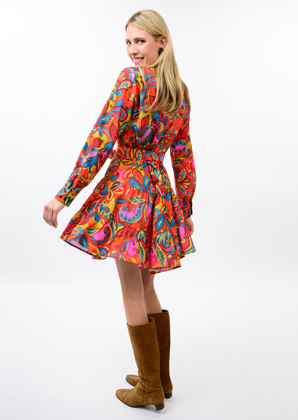UNCLE FRANK FLOUNCE HEM SHIRT DRESS - MULTI