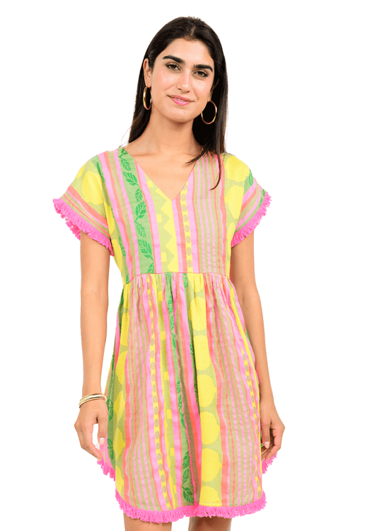 UNCLE FRANK SHORT-SLEEVE NEON DRESS - MULTI