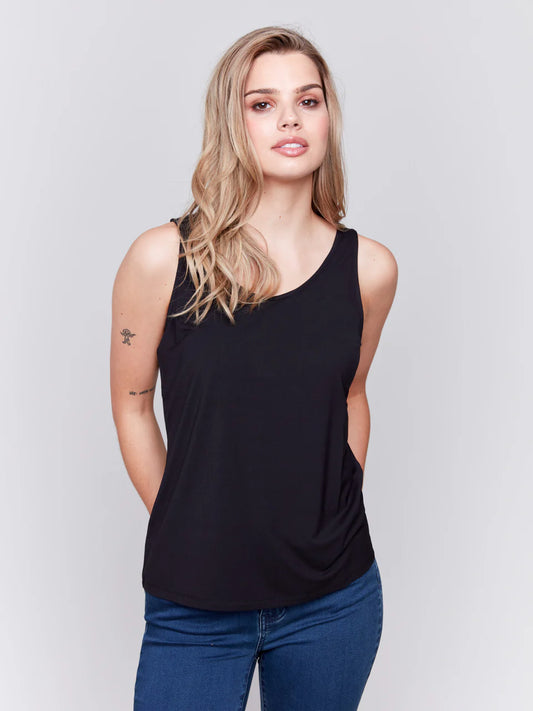 *SALE* CHARLIE B REVERSIBLE BAMBOO VISCOSE TANK - BLACK