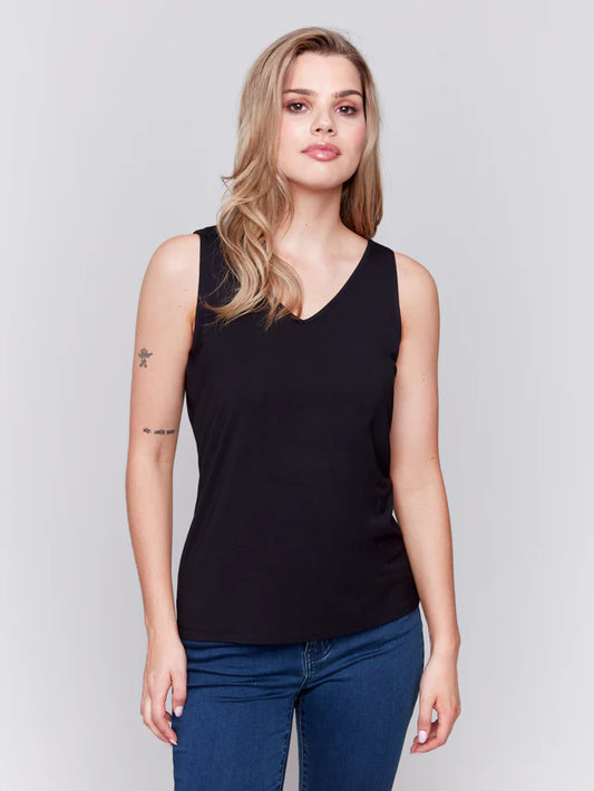 *SALE* CHARLIE B REVERSIBLE BAMBOO VISCOSE TANK - BLACK