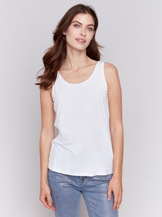 *SALE* CHARLIE B REVERSIBLE BAMBOO VISCOSE TANK - WHITE