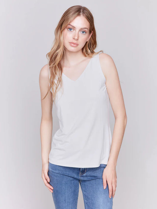 *SALE* CHARLIE B REVERSIBLE BAMBOO VISCOSE TANK - TAUPE