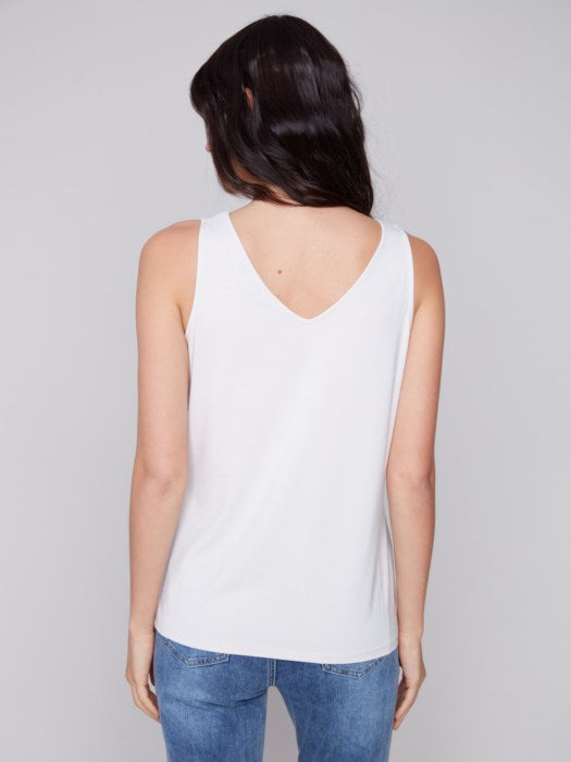 *SALE* CHARLIE B REVERSIBLE BAMBOO VISCOSE TANK - WHITE