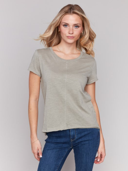 *SALE* CHARLIE B ORGANIC COTTON SLUB TOP - OLIVE