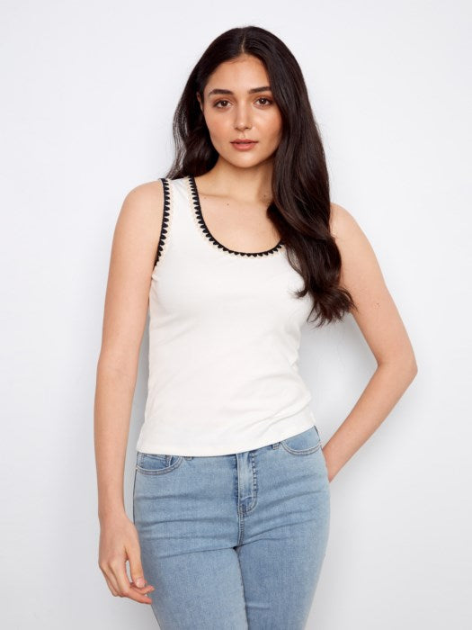 CHARLIE B INTER KNIT TANK - ECRU