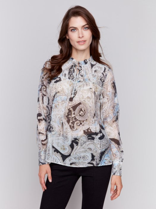 *SALE* CHARLIE B PRINTED VOILE BLOUSE - BLUE MULTI - C4548P953BP079