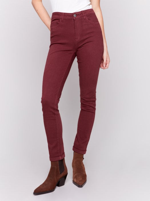 *SALE* CHARLIE B CUFF HEM JEAN - WINE RED - C5309X188B667