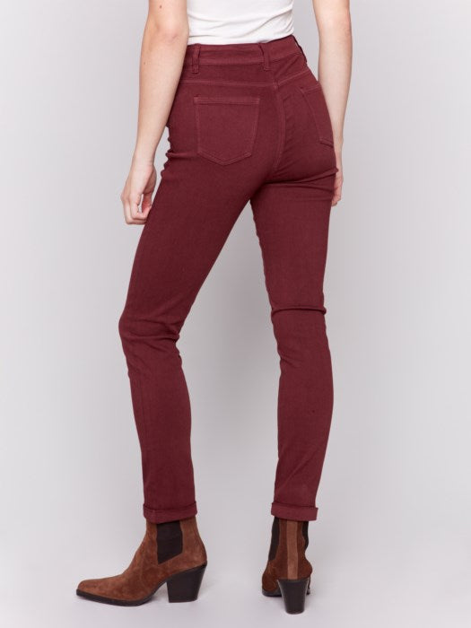 *SALE* CHARLIE B CUFF HEM JEAN - WINE RED - C5309X188B667