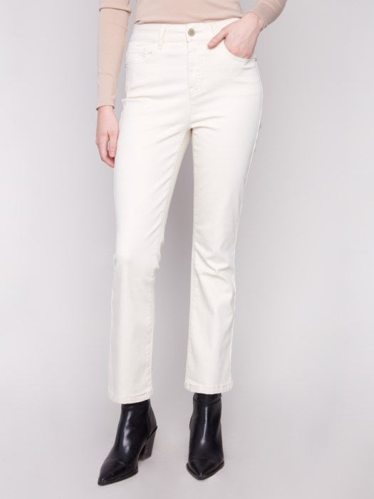 CHARLIE B BOOTCUT 5 POCKET TWILL PANT - NATURAL