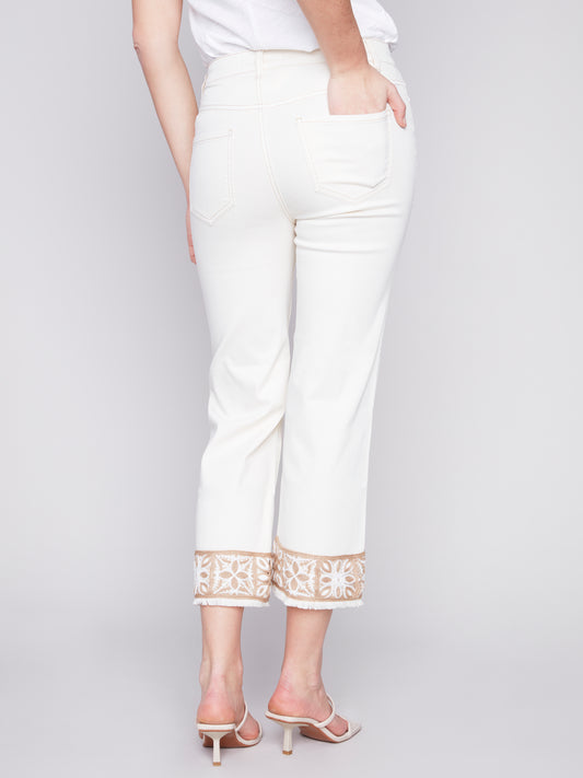 *SALE* CHARLIE B CUFF ANKLE TWILL PANT - NATURAL - C5496618A100