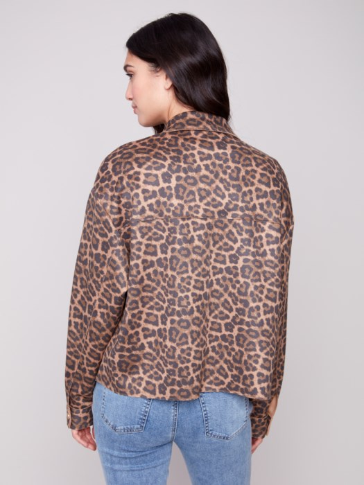 CHARLIE B LEOPARD PRINTED SCUBA COAT