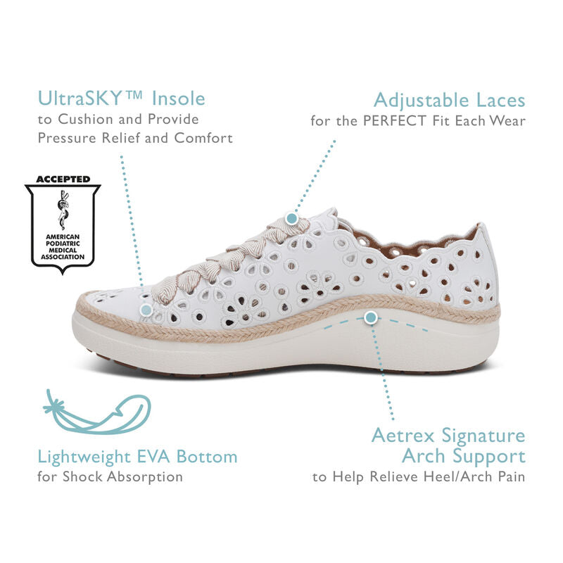 AETREX CHARLOTTE LACE-UP SNEAKER - WHITE
