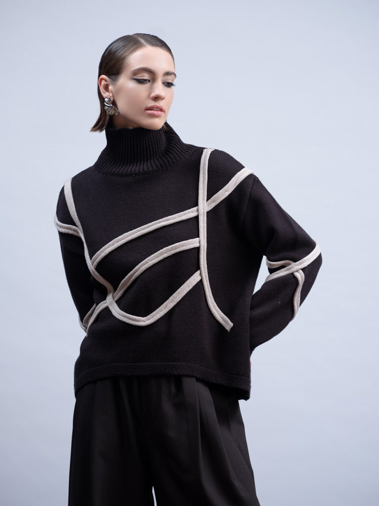 HAAKO SWEATER - BLACK AND WHITE