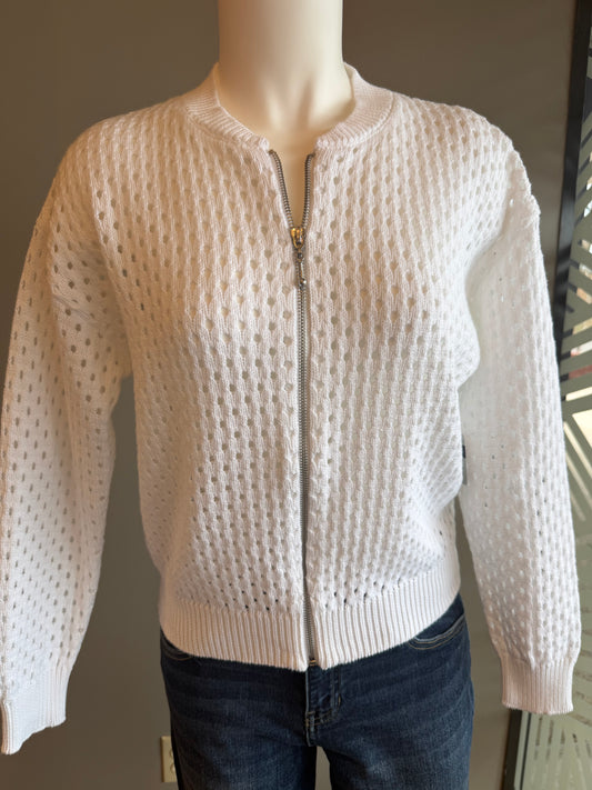 SALE PBJ FULL ZIP CARDIGAN - WHITE