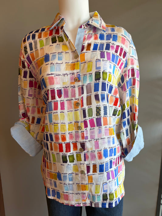 JOHN MARK SWATCH PRINT BLOUSE - MULTI