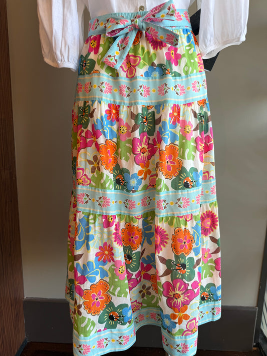 JOHN MARK FLORAL TIERED SKIRT - MULTI