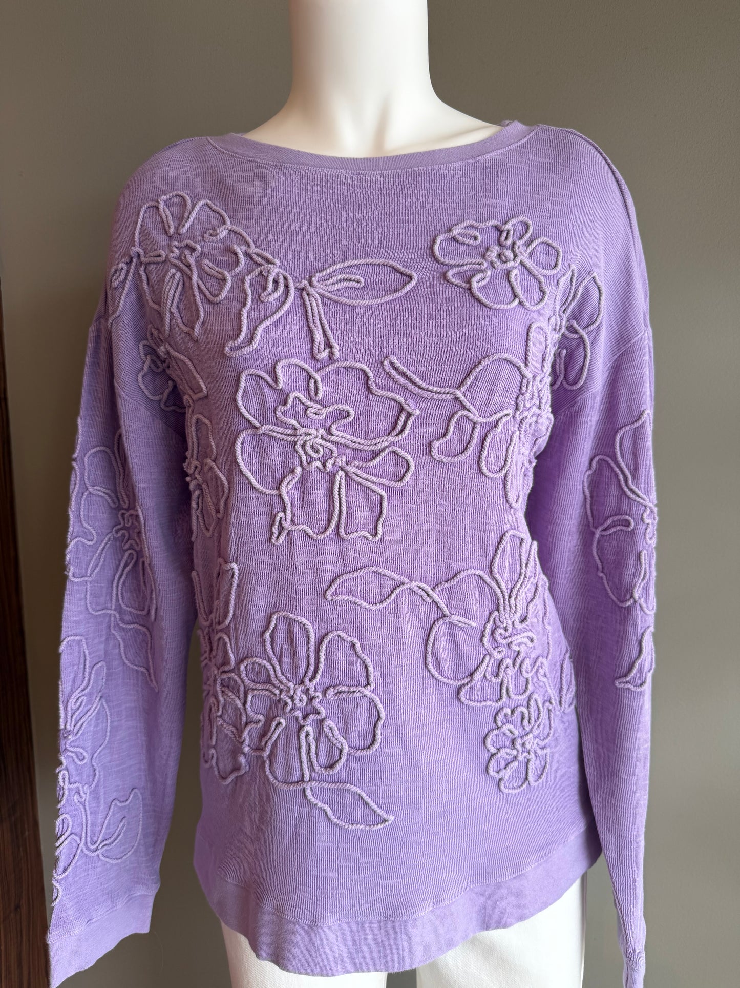 SALE TRU LUXE CORDED EMBROIDERED PULL OVER TOP - LAVENDER PURPLE