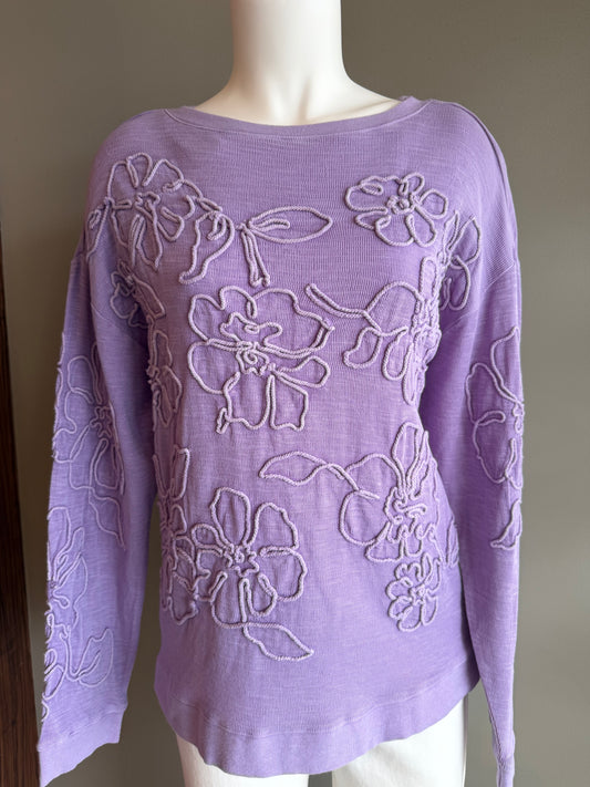 SALE TRU LUXE CORDED EMBROIDERED PULL OVER TOP - LAVENDER PURPLE