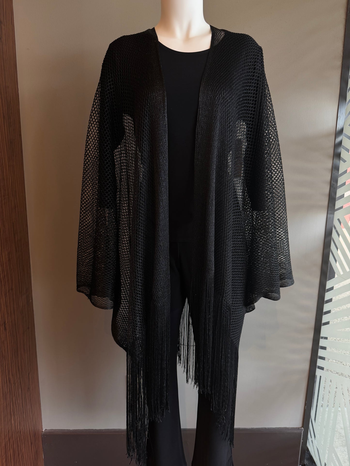 JOSEPH RIBKOFF WOVEN OPEN STITCH SWEATER - BLACK
