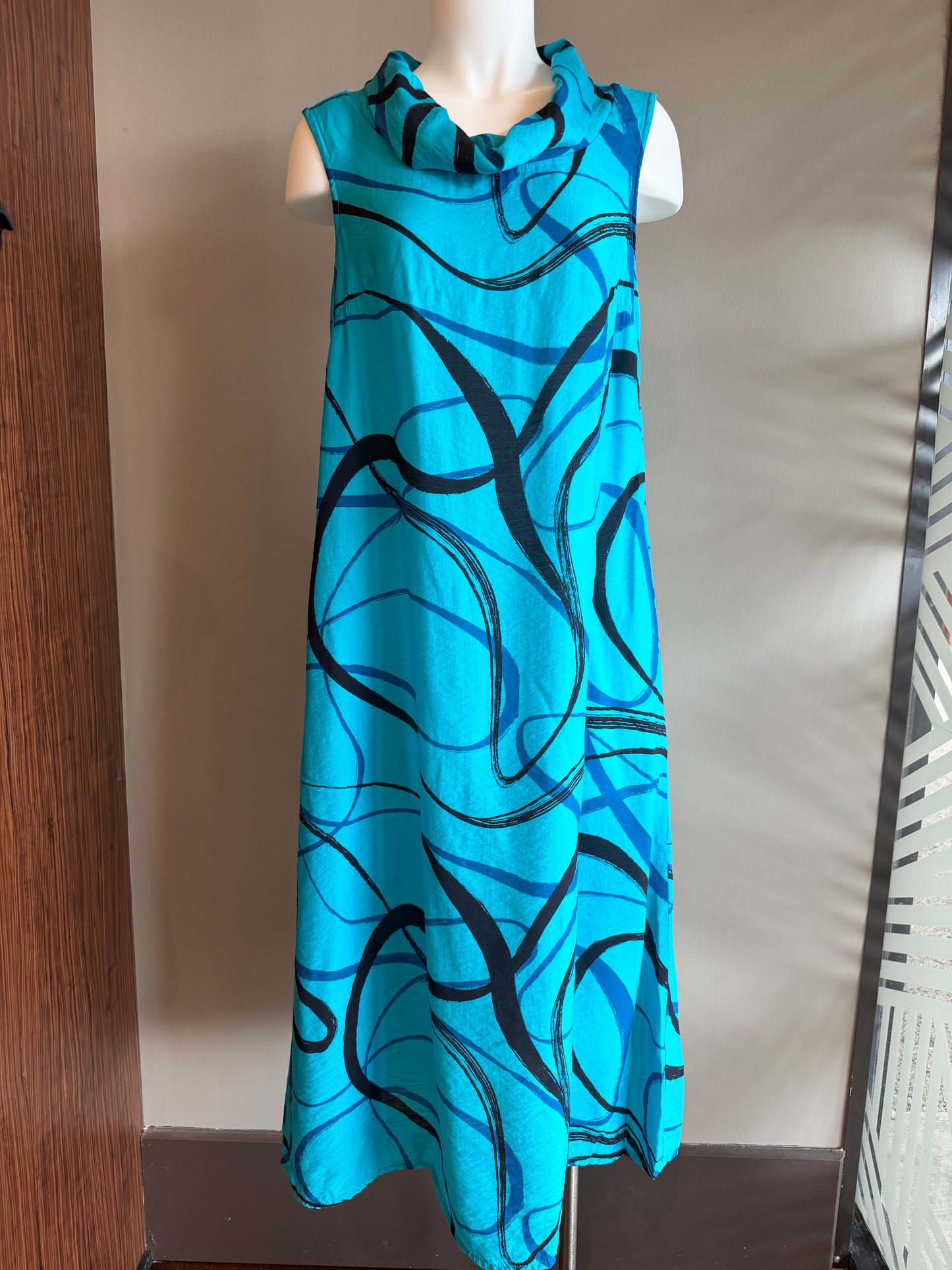 CUT LOOSE COWL NECK MAXI DRESS - ATLANTIS