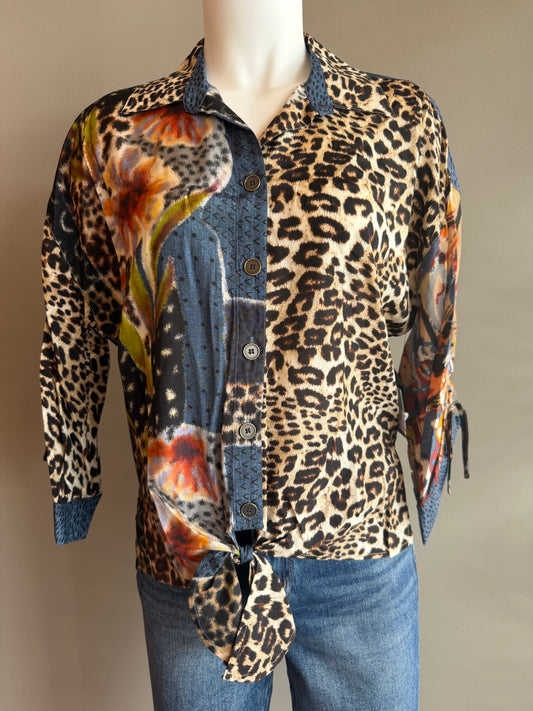 JOHN MARK LEOPARD PRINT SHIRT - MULTI