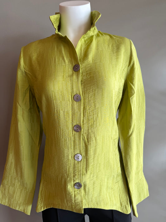 HABITAT RAYON JACQUARD RUCHED BLOUSE - SPROUT