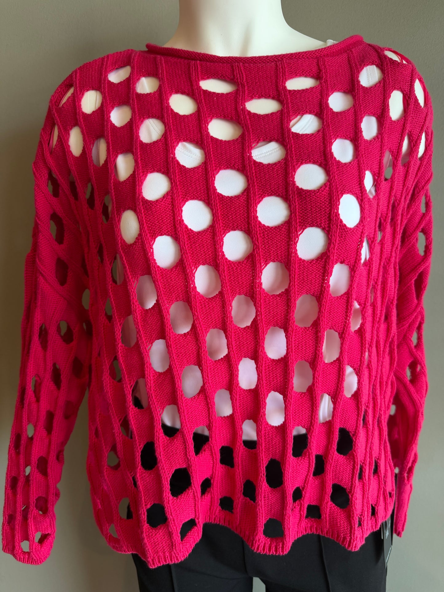 OLIVIA BY HABITAT OPEN WEAVE COTTON CHIC TOPPER - MAGENTA