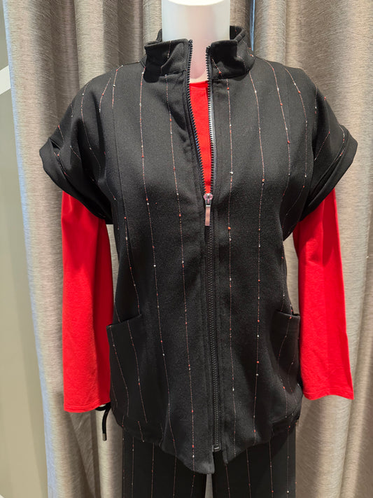 OLIVIA BY HABITAT PINSTRIPE TRAVEL VEST - BLACK MULTI