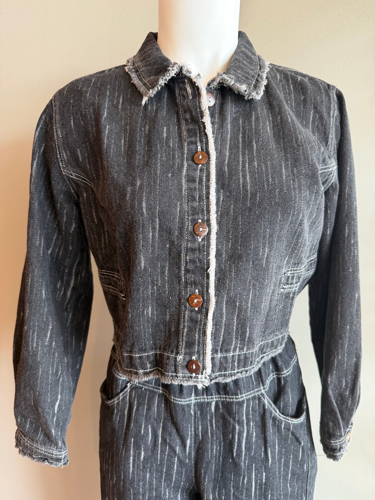 KLEEN LONG SLEEVE CROP JACKET - BLACK DENIM
