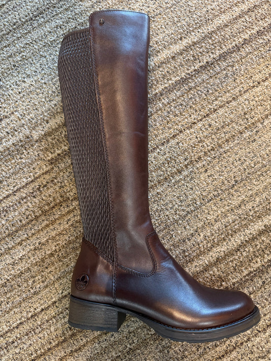 RIEKER TALL BOOT WITH STRETCH - CHOCOLATE