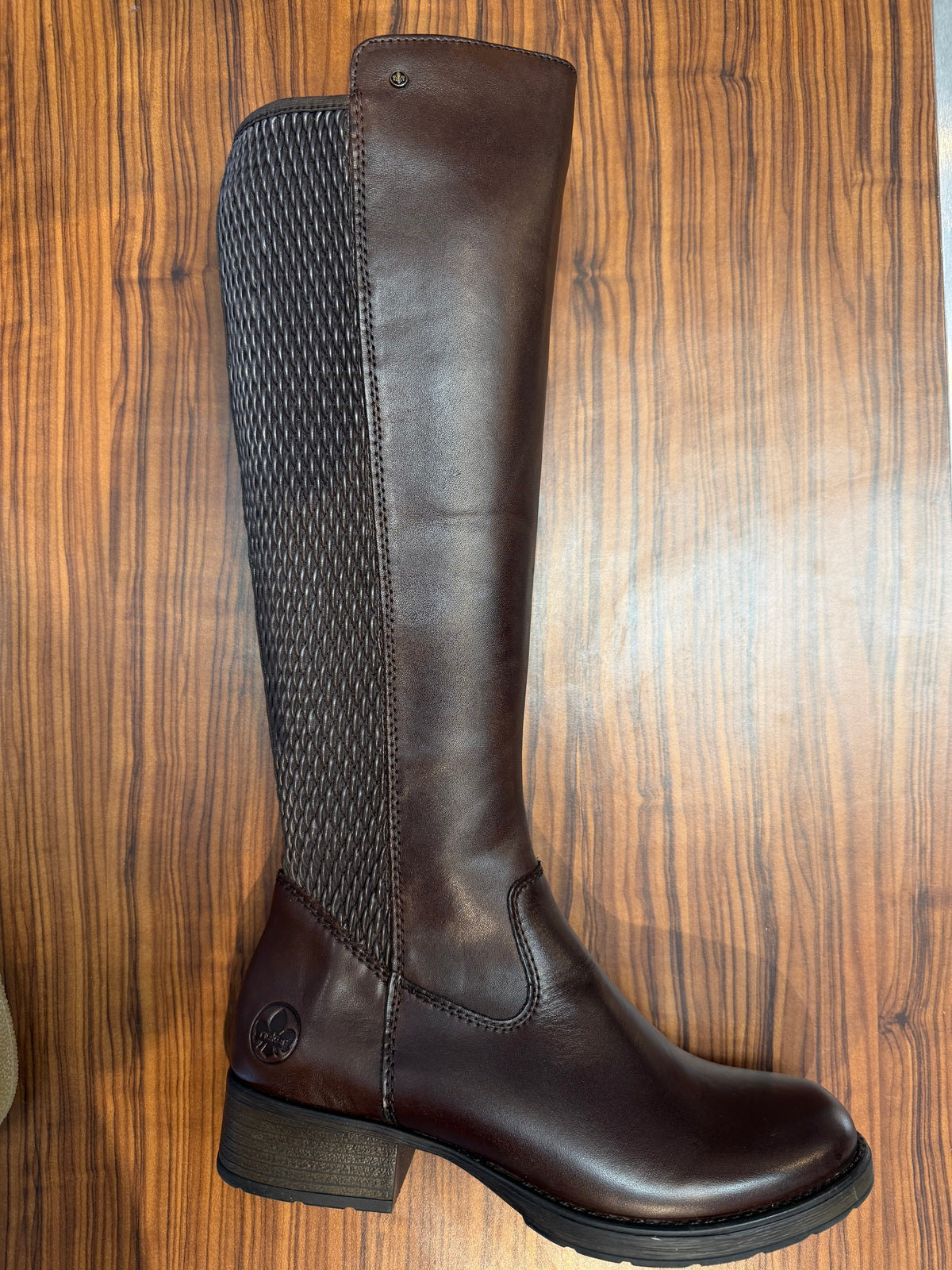 RIEKER TALL BOOT WITH STRETCH - CHOCOLATE