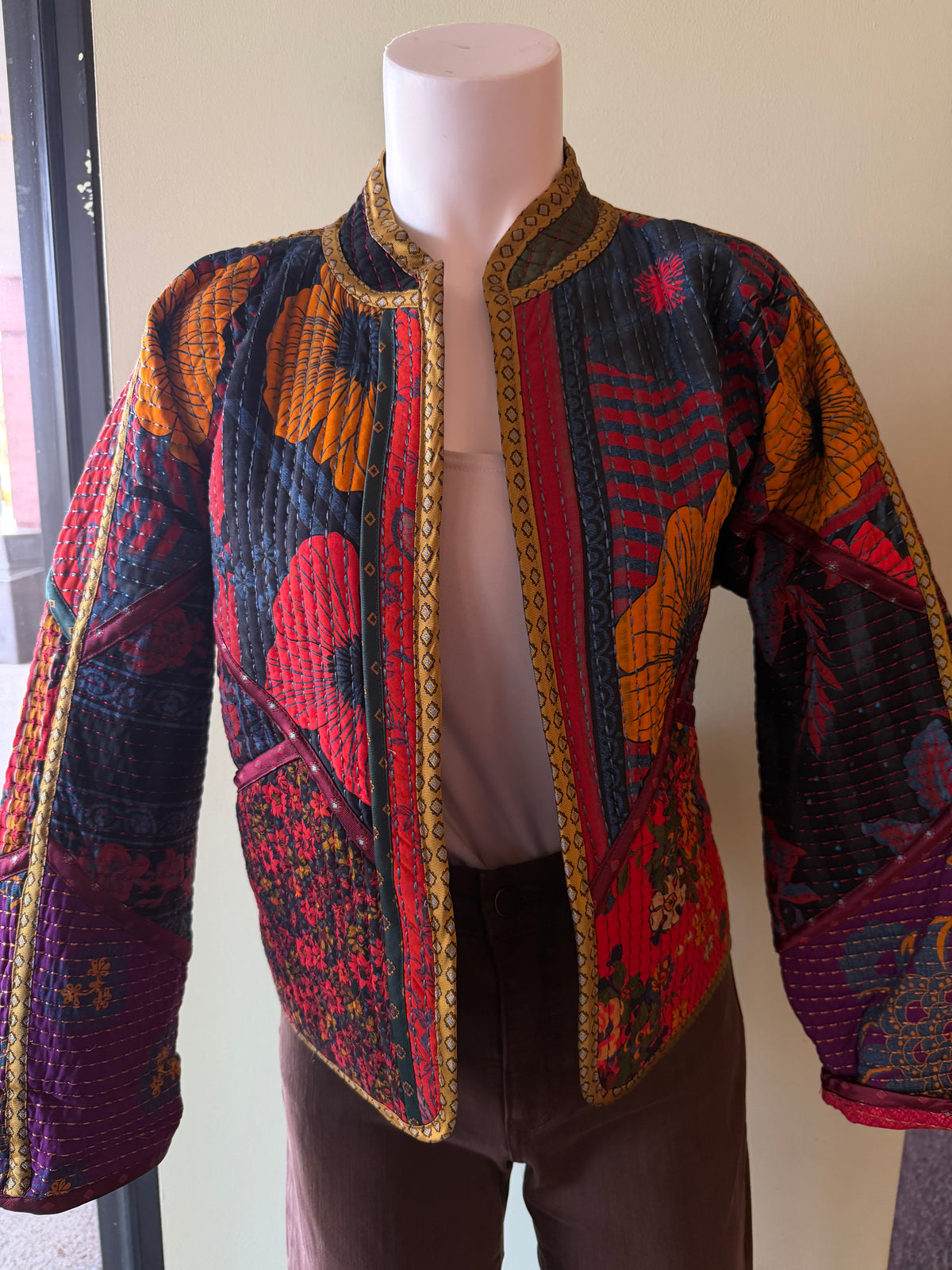 JOHN MARK OPEN FRONT LONG SLEEVE REVERSIBLE JACKET - MULTI