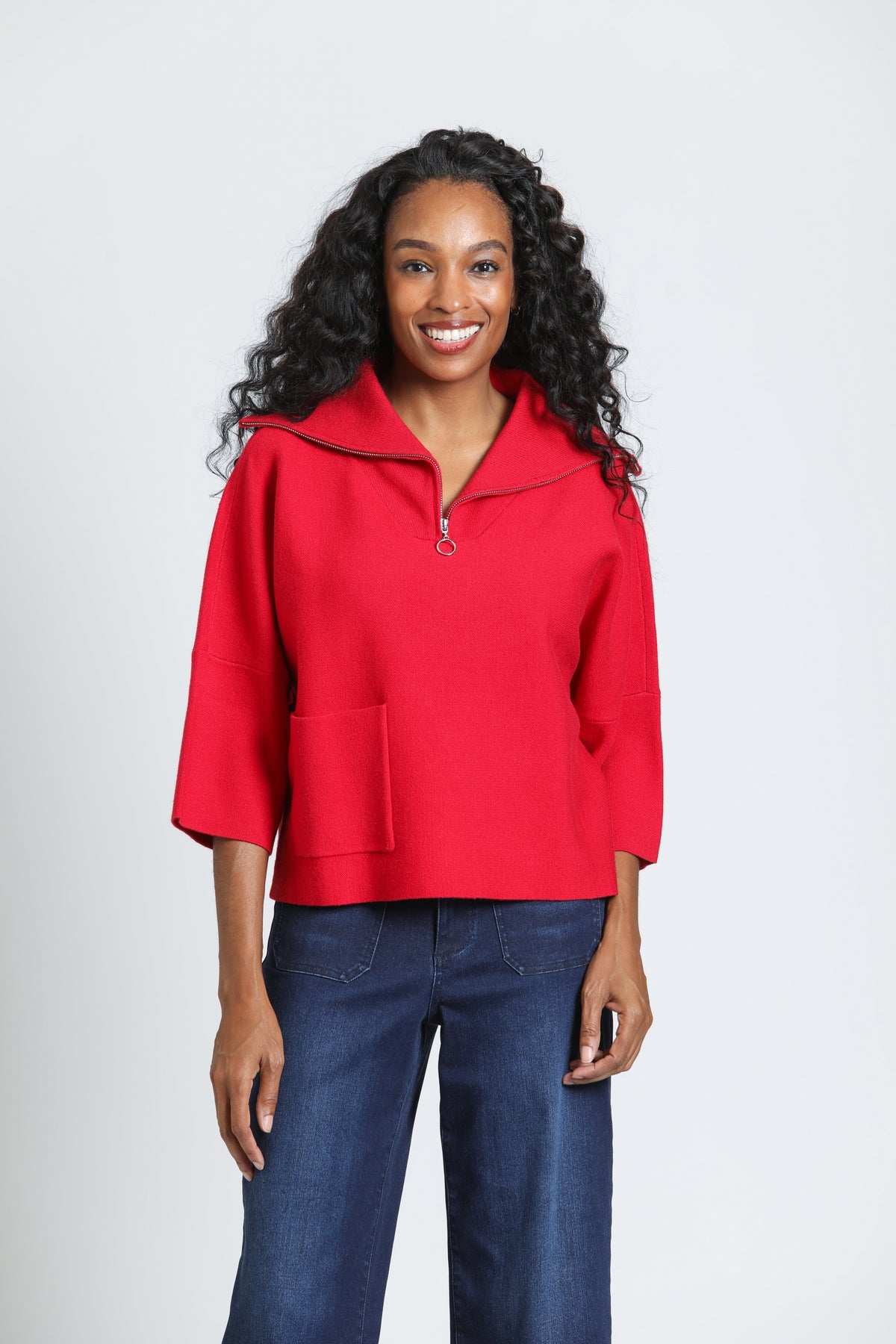 APNY 1/2 ZIP COLLARED - RED