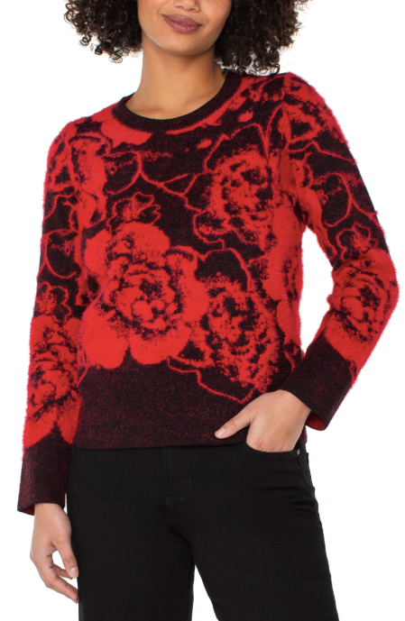 LIVERPOOL LONG SLEEVE CREW NECK SWEATER - RED AND BLACK