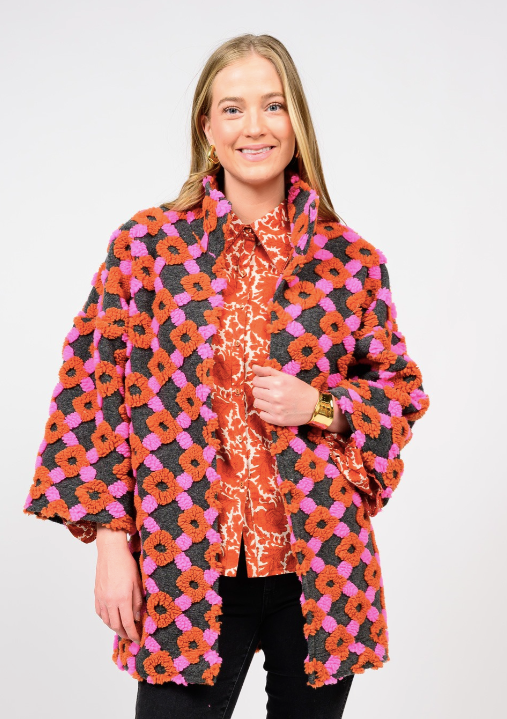 IVY JANE PUFF PATTERN JACKET - ORANGE MULTI