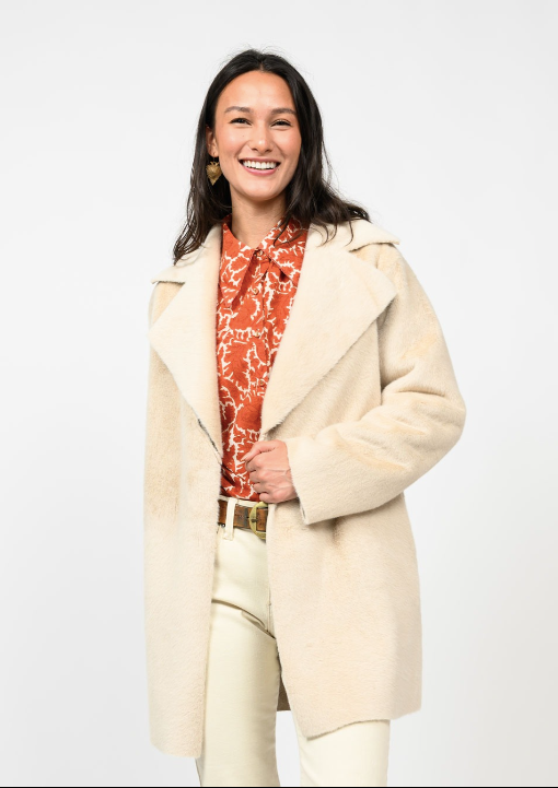 IVY JANE FAUX FUR AND SUEDE JACKET - CREAM