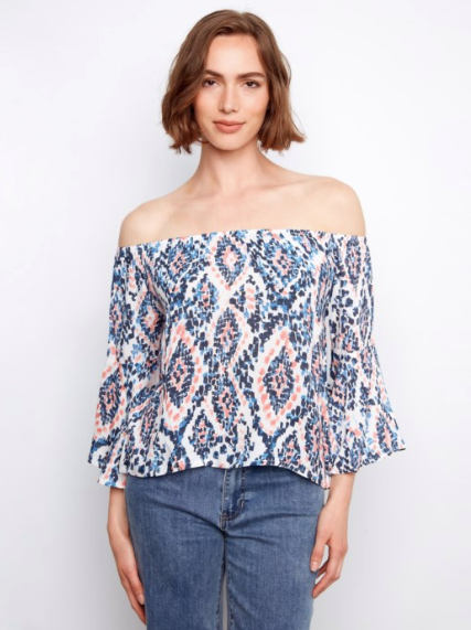 SALE - CHARLIE B PRINTED 3/4 SLEEVE - MULTI