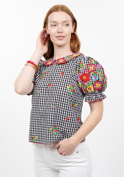 IVY JANE GINGHAM GARDEN TOP - MULTI