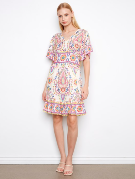 SALE VCHARLIE B BORDER PRINT DRESS - CARNIVAL