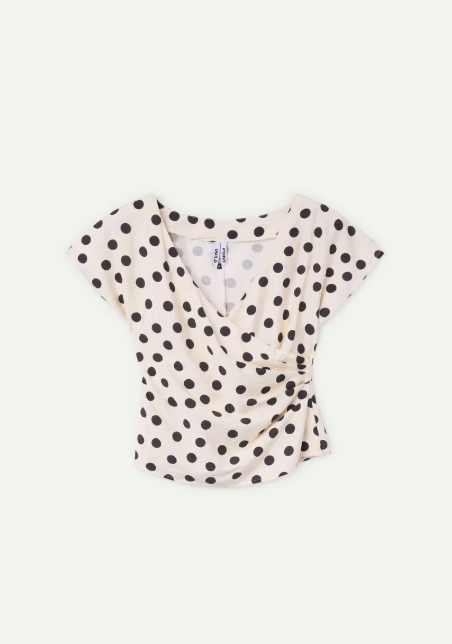 WILD PONY POLKA DOT TOP - WHITE WITH BLACK DOTS