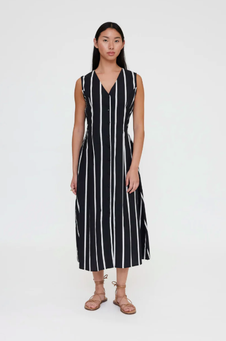WILD PONY BLACK AND WHITE STRIPED DRESS
