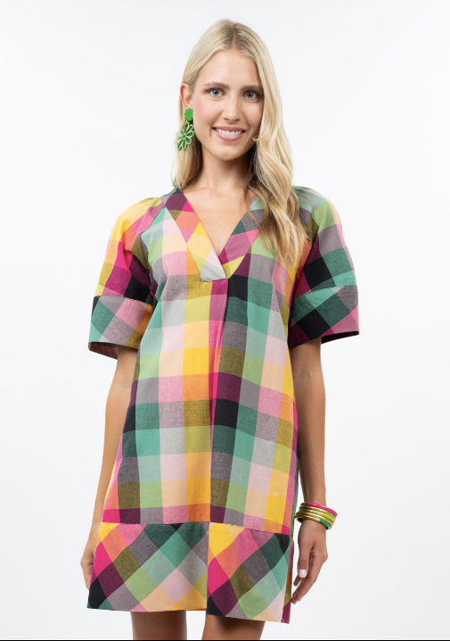 UNCLE FRANK CHECKED SHIFT DRESS - MULTI