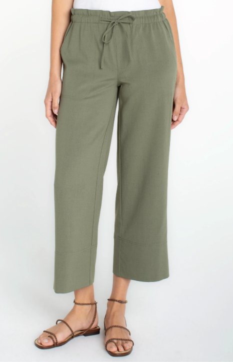 LIVERPOOL P/O TIE WAIST 26" - MARTINI OLIVE GREEN