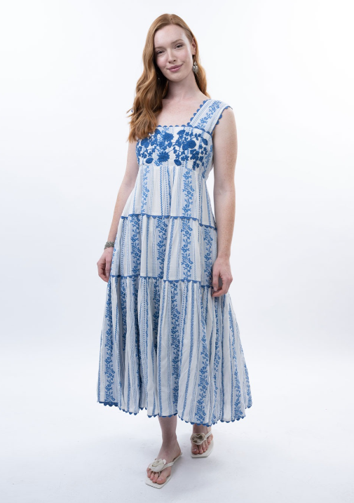 SISTER MARY ROSA DRESS - BLUE AND WHITE