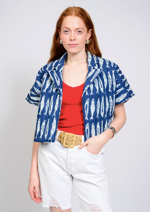 IVY JANE FISH CAMP JACKET - BLUE AND WHITE