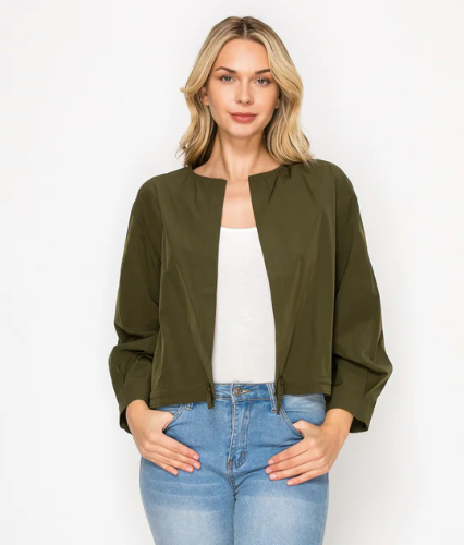 JOH JANIE STRETCH PARACHUTE JACKET - OLIVE